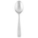 A silver spoon with a white background.