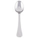 A silver spoon with a white background.