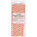 A package of Creative Converting orange and white striped paper straws.