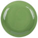 A green Libbey Cantina porcelain plate with a wavy circular design.