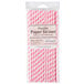 A package of Creative Converting pink and white striped paper straws.