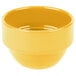 A yellow Libbey Cantina bouillon bowl on a white background.