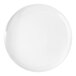 A round, plain white melamine plate.