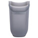 A grey plastic container with a curved lid.