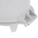 A white plastic Robot Coupe continuous feed lead container.