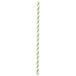 A Creative Converting jumbo paper straw with green and white stripes.
