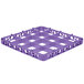 A lavender plastic glass rack extender with compartments and holes.