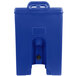 A navy blue plastic Cambro insulated soup carrier with a black handle.