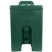 A green plastic Cambro soup carrier with a handle.