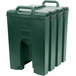 A green plastic container with handles.