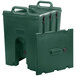 A green plastic container with handles.