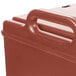 A close-up of a Cambro brick red Camtainer.