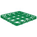 A green plastic Carlisle glass rack extender with compartments and holes.