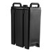 A black rectangular Cambro insulated soup carrier with handles.