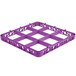 A lavender plastic Carlisle glass rack extender with 9 compartments.