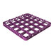 A lavender plastic glass rack extender with 25 compartments for dishwashing and storage.