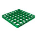 A green plastic glass rack extender with 36 compartments for dishwashing or storage.