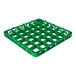 A green plastic glass rack extender with 36 compartments for dishwashing and storage.