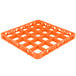 An orange plastic Carlisle glass rack extender with a grid pattern.