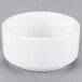 A Libbey ultra bright white porcelain monorail bowl on a gray surface.