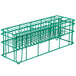 A green wire Microwire rack with 20 compartments.