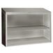 An Advance Tabco stainless steel wall cabinet with shelves.