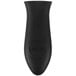 A black silicone handle holder with a logo on it.