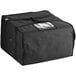 A black nylon bag with a zipper on it.