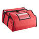 A red CaterGator Dash insulated pizza delivery bag with black straps and a zipper.