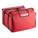 A red CaterGator Dash insulated delivery bag with black straps and a zipper.