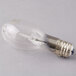 A Satco high pressure sodium light bulb with a clear glass cover on a white background.