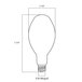 A diagram of a Satco high pressure sodium light bulb with a clear finish.