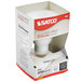 A Satco 65 watt warm white halogen flood light bulb in packaging.