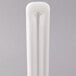 A Satco HyGrade T4 13 watt cool white compact fluorescent light bulb with a long pin base.