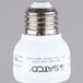 A Satco T2 warm white compact fluorescent light bulb with a silver cap.