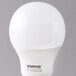 A frosted white Satco LED light bulb with black text.