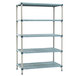 A MetroMax Q metal shelving unit with four shelves.