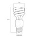 A diagram of a Satco mini spiral compact fluorescent light bulb with the wattage of 18 watts.