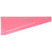 A pink metal shelf with screws.
