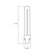 A diagram of a Satco pin based compact fluorescent light bulb.