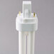 A close-up of a Satco HyGrade 26 Watt Cool White Compact Fluorescent Light Bulb with a white base.