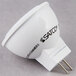 A Satco MR11 LED light bulb with black text on a white background.