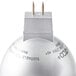 A close-up of a Satco MR16 LED light bulb with a silver metal base.