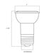A diagram of a Satco LED reflector light bulb with dimensions.