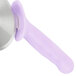 A Dexter-Russell purple pizza cutter with a purple allergen-free handle.