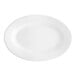 An Acopa bright white stoneware platter with a wide rolled edge.