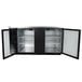 A black Beverage-Air back bar refrigerator with glass doors open.