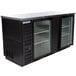 A black Beverage-Air back bar refrigerator with glass doors.