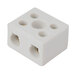 A white square Avantco terminal block with three holes.