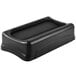 A black Rubbermaid Slim Jim rectangular trash can lid on a counter.